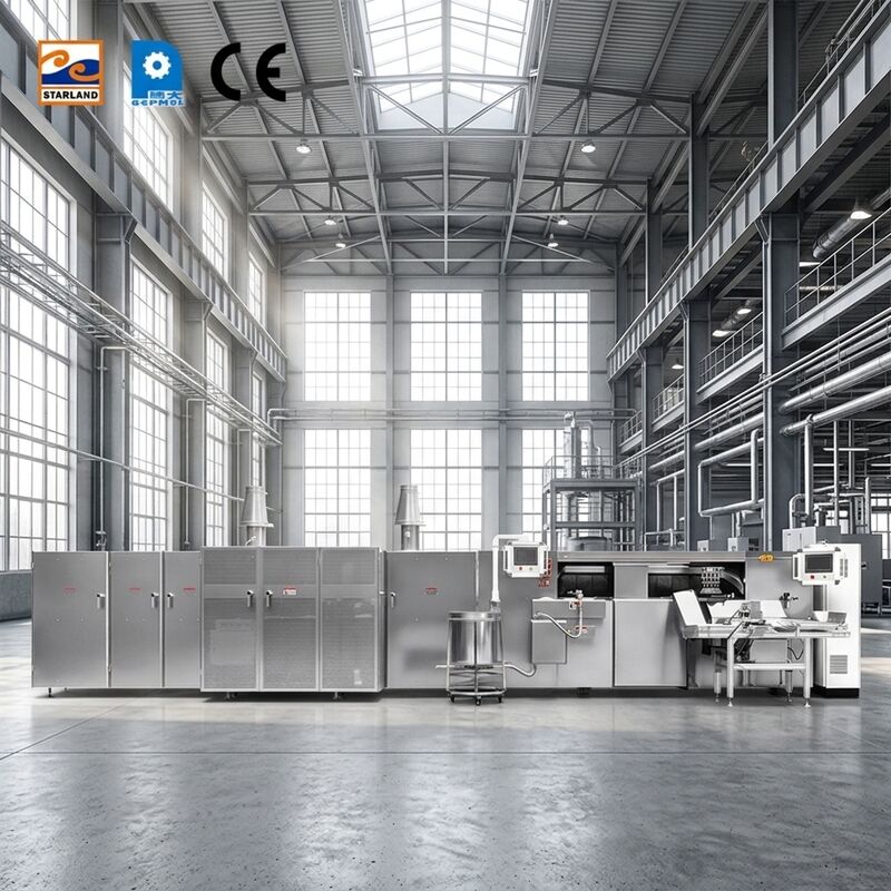 Automatische Eierrollen-Produktionslinie mit automatischer Waffelrollen-Produktionslinie zur Steigerung der Produktionseffizienz