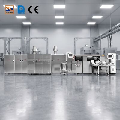 Edelstahl-Eierrollen-Produktionslinie Automatische Waffelnrollen-Produktionslinie für Produktionskapazitäten 1800 Stunden in der Lebensmittelindustrie