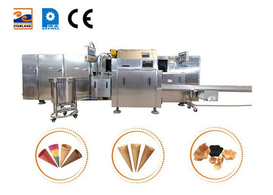 Eiscreme-Kegel-Produktionsanlage Multifunktionelle automatische Installation von 63 Backvorlagen von 260 * 240 mm.